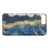 Aquarelle Bleu Marbre Or Coque-Mate coque iphone (Dos (Horizontal))