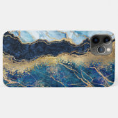 Aquarelle Bleu Marbre Or Coque-Mate coque iphone (Dos (Horizontal))
