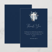 aquarelle bleu marine carte de remerciements flora (Devant / Derrière)