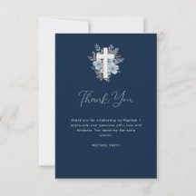 aquarelle bleu marine carte de remerciements flora