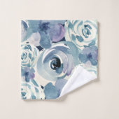 Aquarelle bleu marine florale (Gant de toilette)