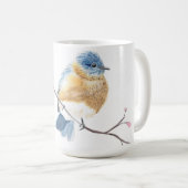 Aquarelle bleu merisier fleur tasse de café (Devant droit)