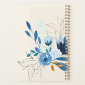 Aquarelle bleu moderne Floral Personnalisé (Dos)