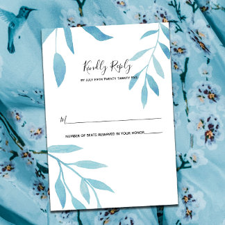 Aquarelle bleu moderne Floral RSVP