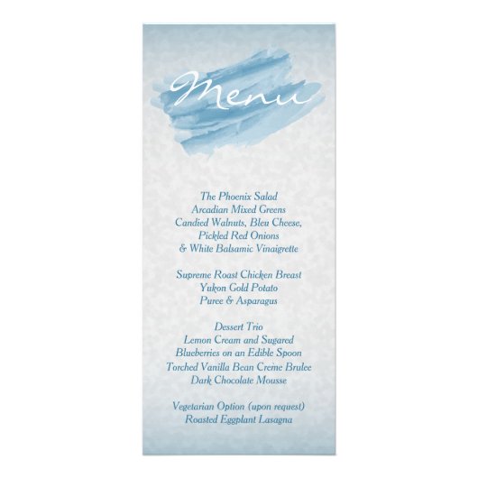 Aquarelle bleu moderne - Menu (Devant)