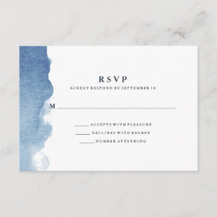 Aquarelle bleu moderne minimaliste RSVP