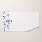 Aquarelle bleu Monogramme Requin Marine Vie Mer (Serviette à main)