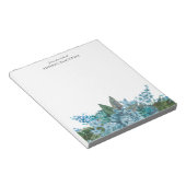 Aquarelle bleu Nom floral Modèle Bloc-notes (Incliné)