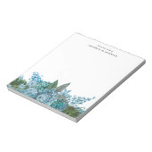 Aquarelle bleu Nom floral Modèle Bloc-notes (Tourné)