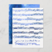 aquarelle bleu notes musique récitation invitation (Devant / Derrière)