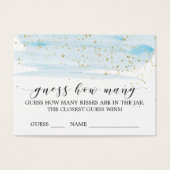 Aquarelle bleu & or Devinez combien de cartes de b (Devant)