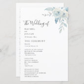 Aquarelle bleu pâle programme de mariage floral (Devant / Derrière)