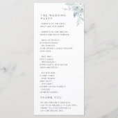 Aquarelle bleu pâle programme de mariage floral (Dos)