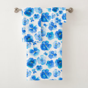 Aquarelle bleu pansies violas serviettes