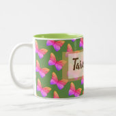 Aquarelle bleu papillon 325 ml Mug à deux tons (Gauche)