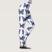 Aquarelle bleu papillon Leggings personnalisés (Droite)