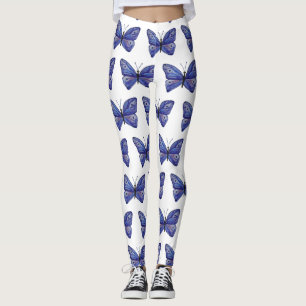 Aquarelle bleu papillon Leggings personnalisés