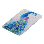 Aquarelle bleu Peacock Oiseau Aquarelle Magnet d'a (Côté Gauche)