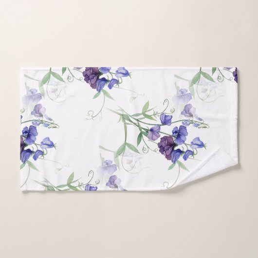 Aquarelle Bleu Pois doux Jardin Fleur Motif (Serviette à main)