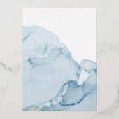Aquarelle bleu poussiéreux Invitation d'or traditi (Verso)