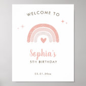 Aquarelle bleu rose arc-en-ciel Affiche de bienven (Devant)