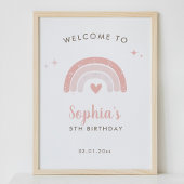 Aquarelle bleu rose arc-en-ciel Affiche de bienven