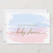 Aquarelle bleu rose Baby shower or Invitation (Dos)