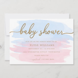 Aquarelle bleu rose Baby shower or Invitation