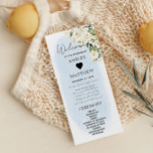 Aquarelle bleu Rose blanche Programme de mariage