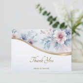 Aquarelle bleu rose Carte de remerciements Floral (Debout devant)