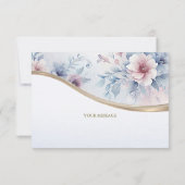 Aquarelle bleu rose Carte de remerciements Floral (Dos)