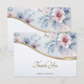 Aquarelle bleu rose Carte de remerciements Floral (Devant / Derrière)