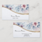 Aquarelle bleu rose Carte de visite (Devant / Derrière)