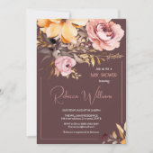 Aquarelle bleu rose fille bébé invitation douche (Devant)