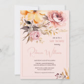 Aquarelle bleu rose fille bébé invitation douche (Devant)