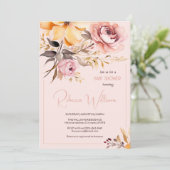 Aquarelle bleu rose fille bébé invitation douche (Debout devant)