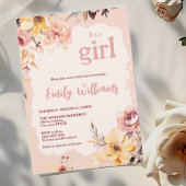 Aquarelle bleu rose fille bébé invitation douche