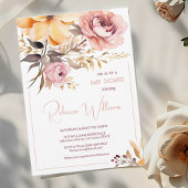 Aquarelle bleu rose fille bébé invitation douche