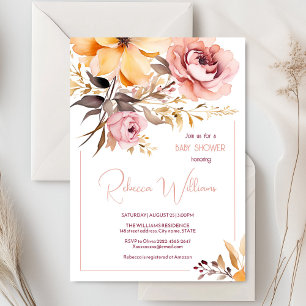 Aquarelle bleu rose fille bébé invitation douche