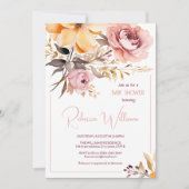 Aquarelle bleu rose fille bébé invitation douche (Devant)