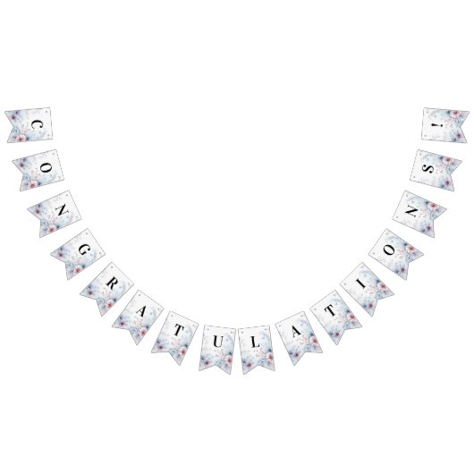 Aquarelle Bleu rose Floral Drapeau (Tout)