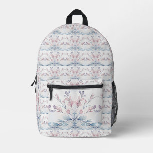 Aquarelle bleu rose floral sac à dos cousu