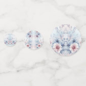 Aquarelle bleu rose floral table Confetti (Derrière)