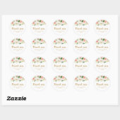 Aquarelle bleu rose mariage merci sticker (Feuille)