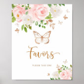 Aquarelle bleu rose papillon Favoriser Poster (Devant)