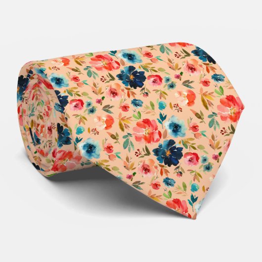 Aquarelle bleu rose rose pâle Rose Cravate (Roulé)