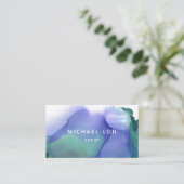 Aquarelle bleu simple Carte de visite moderne tend (Debout devant)