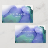 Aquarelle bleu simple Carte de visite moderne tend (Devant / Derrière)