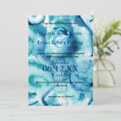 Aquarelle Bleu sur Bleu - Faire-Part de Mariage (Debout devant)