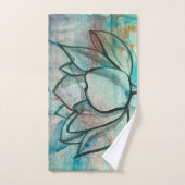 Aquarelle bleu turquoise Fleur élégant Artsy Lotus (Serviette à main)